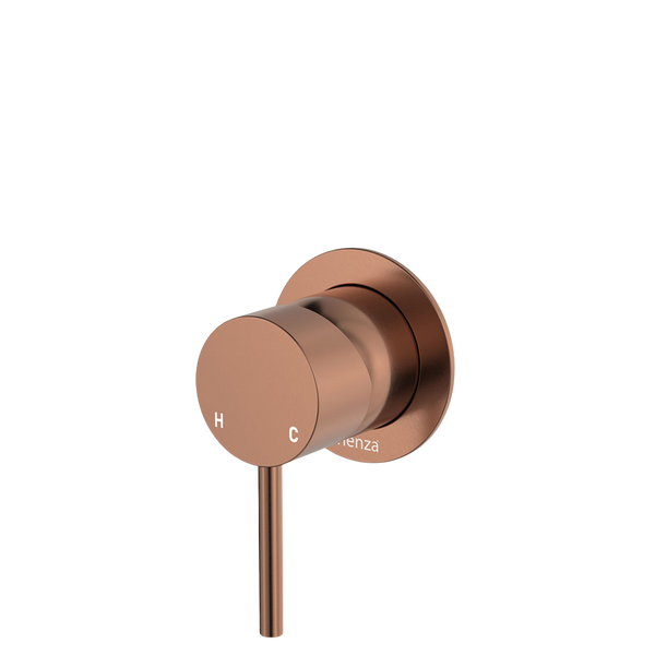 Fienza Kaya Wall Mixer Small Round Plate Brushed Copper