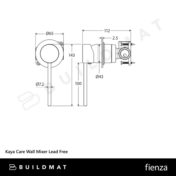 Fienza Kaya Care Wall Mixer Matte White Lead Free