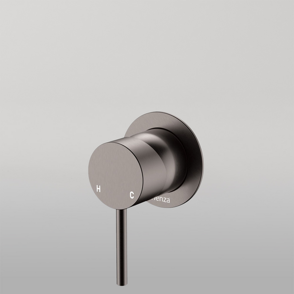 Fienza Kaya Wall Mixer Small Round Plate Gun Metal