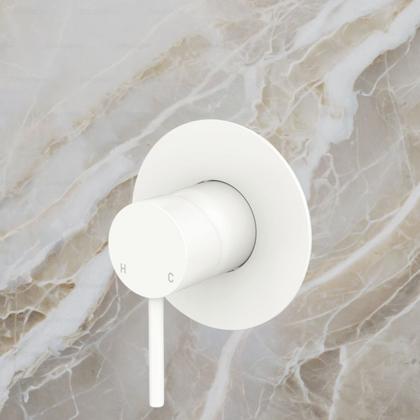 Fienza Kaya Wall Mixer Large Round Plate Matte White