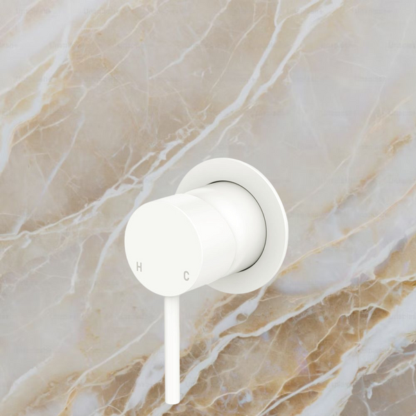 Fienza Kaya Wall Mixer Small Round Plate Matte White