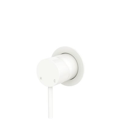 Fienza Kaya Wall Mixer Small Round Plate Matte White Lead Free