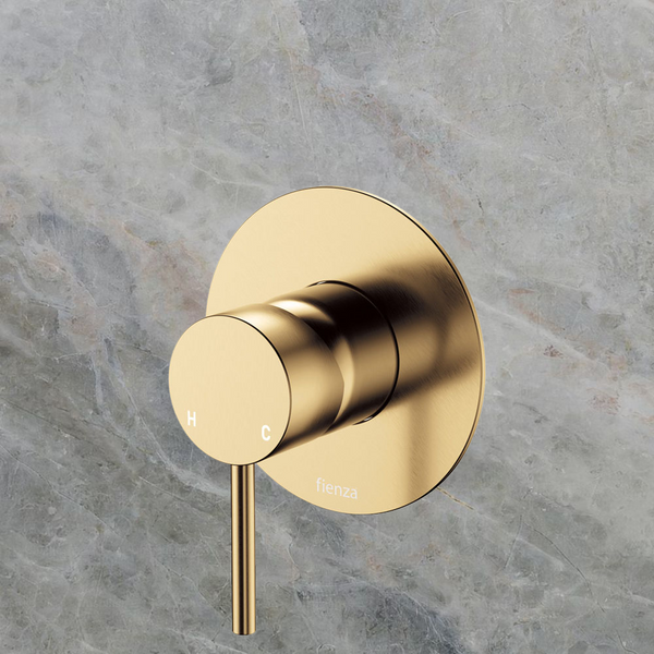 Fienza Kaya Wall Mixer Large Round Plate Urban Brass