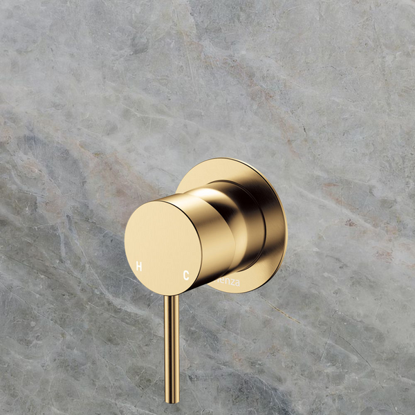 Fienza Kaya Wall Mixer Small Round Plate Urban Brass