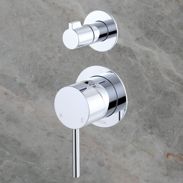 Fienza Kaya Wall Diverter Mixer Small Round Plates Chrome
