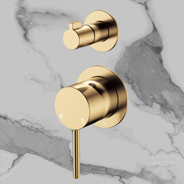 Fienza Kaya Wall Diverter Mixer Small Round Plates Urban Brass