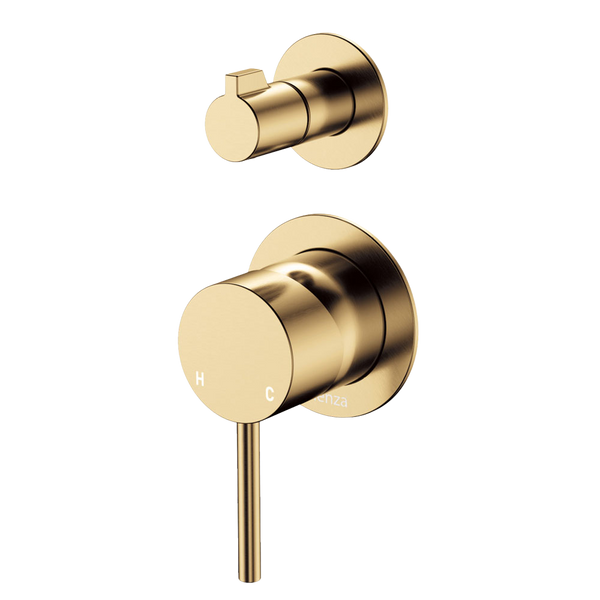 Fienza Kaya Wall Diverter Mixer Small Round Plates Urban Brass