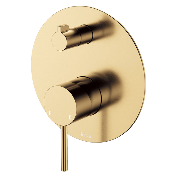 Fienza Kaya Wall Diverter Mixer Large Round Plate Urban Brass