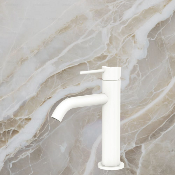 Fienza Kaya Basin Mixer Matte White Lead Free