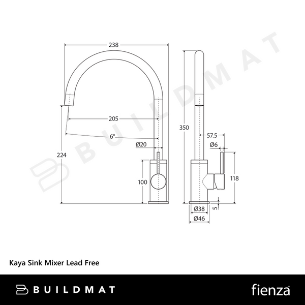 Fienza Kaya Sink Mixer Chrome Lead Free