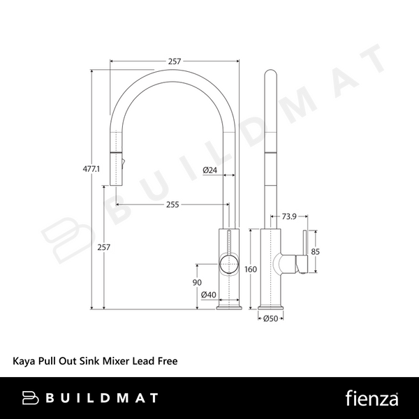 Fienza Kaya Pull Out Sink Mixer Chrome Lead Free