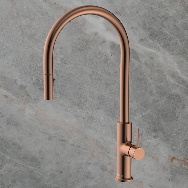 Fienza Kaya Pull Out Sink Mixer Brushed Copper Lead Free