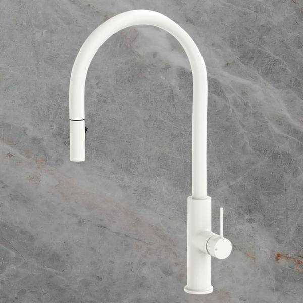 Fienza Kaya Pull Out Sink Mixer Matte White