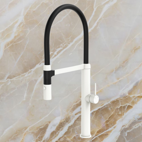 Fienza Kaya Pull Down Sink Mixer Matte White Mixed