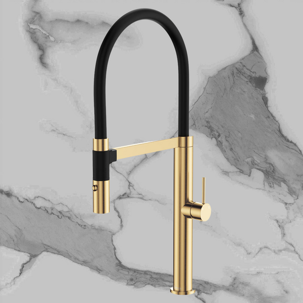 Fienza Kaya Pull Down Sink Mixer Urban Brass