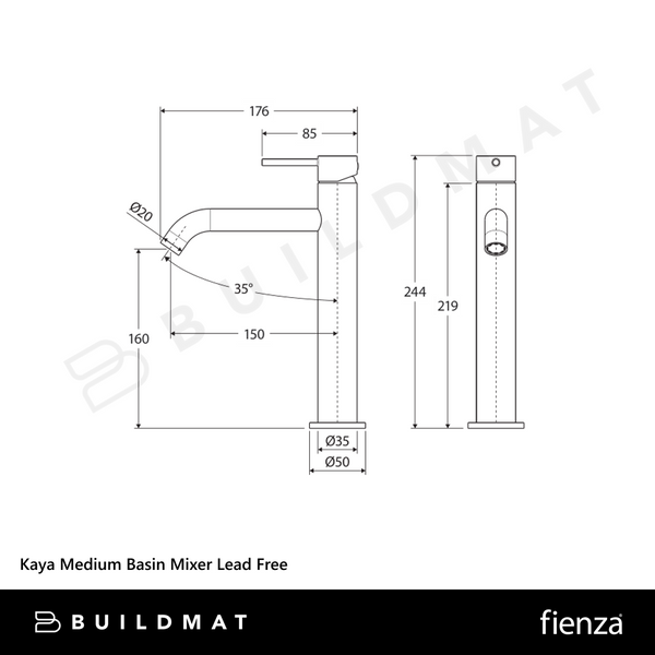 Fienza Kaya Medium Basin Mixer Chrome Lead Free