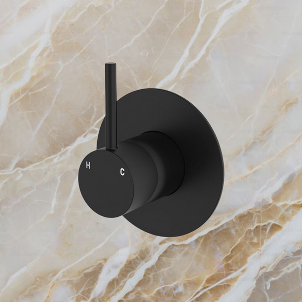 Fienza Kaya Up Wall Mixer Large Round Plate Matte Black