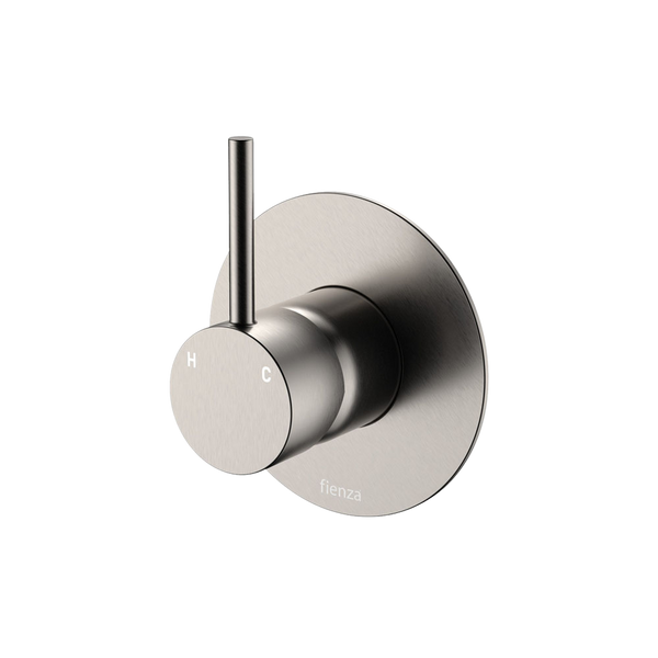 Fienza Kaya Up Wall Mixer Large Round Plate Brushed Nickel