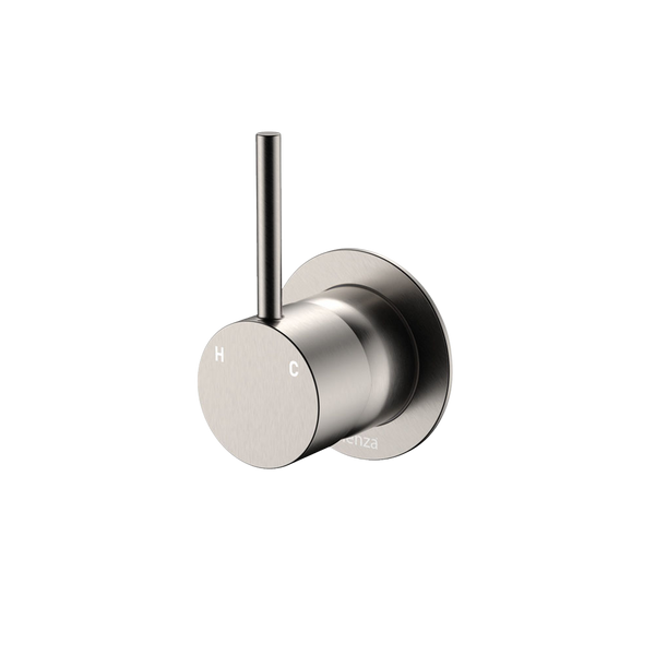 Fienza Kaya Up Wall Mixer Small Round Plate Brushed Nickel