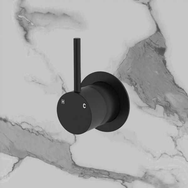 Fienza Kaya Up Wall Mixer Small Round Plate Matte Black