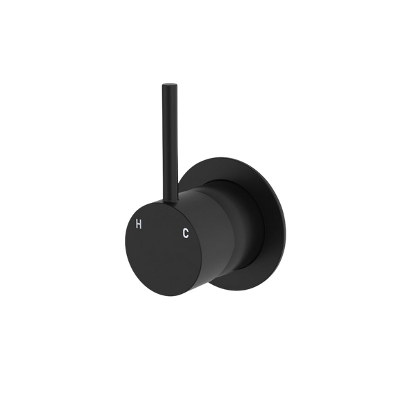 Fienza Kaya Up Wall Mixer Small Round Plate Matte Black