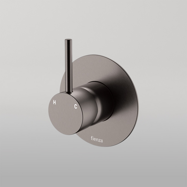 Fienza Kaya Up Wall Mixer Large Round Plate Gun Metal