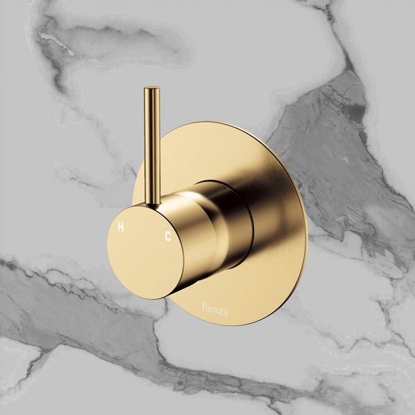 Fienza Kaya Up Wall Mixer Large Round Plate Urban Brass