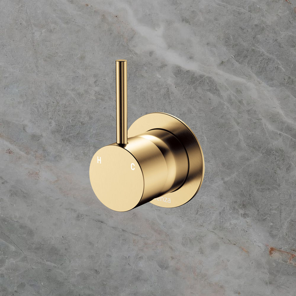 Fienza Kaya Up Wall Mixer Small Round Plate Urban Brass