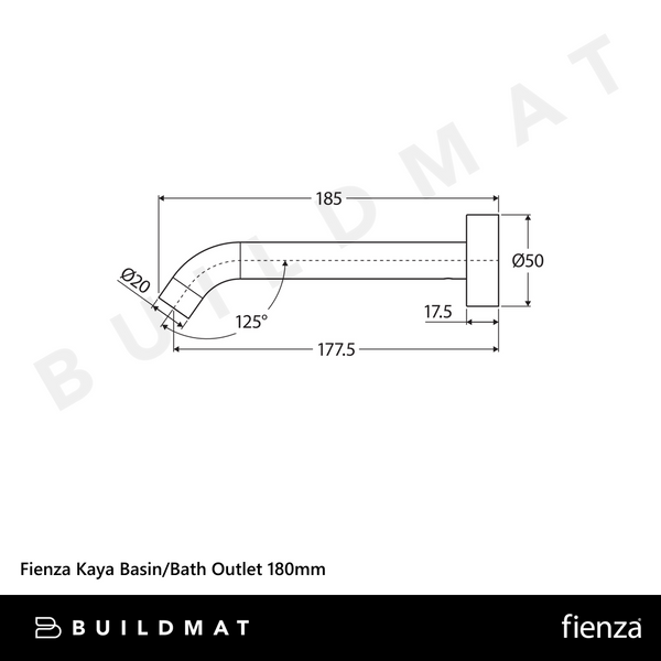 Fienza Kaya Basin/Bath Outlet 180mm Brushed Nickel