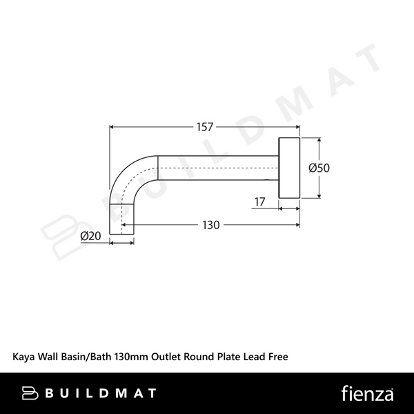 Fienza Kaya Wall Basin/Bath 130mm Outlet Round Plate Chrome Lead Free