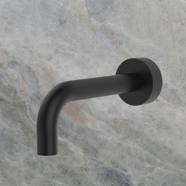 Fienza Kaya Wall Basin/Bath 130mm Outlet Round Plate Matte Black Lead Free