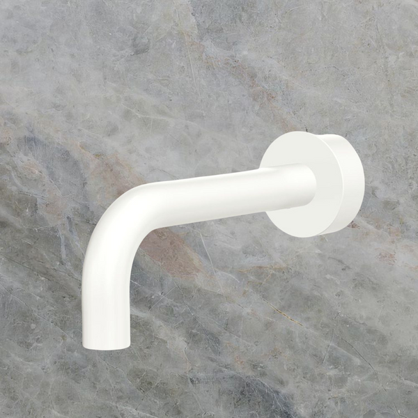 Fienza Kaya Wall Basin/Bath 130mm Outlet Round Plate Matte White Lead Free