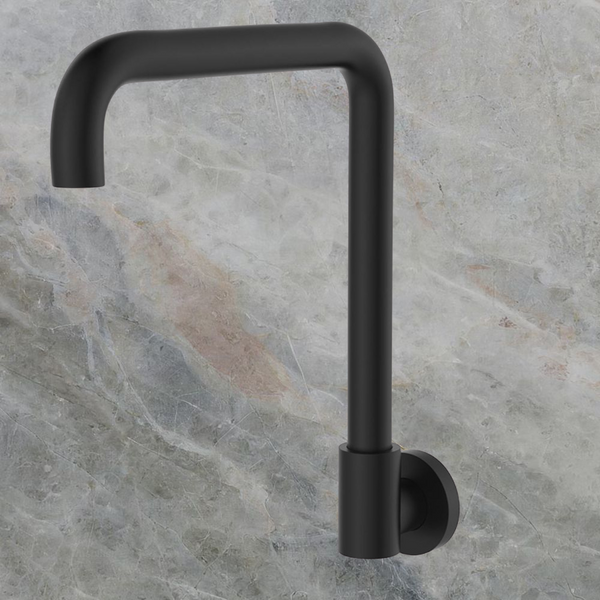 Fienza Kaya Squareline Wall Swivel Outlet Matte Black Lead Free