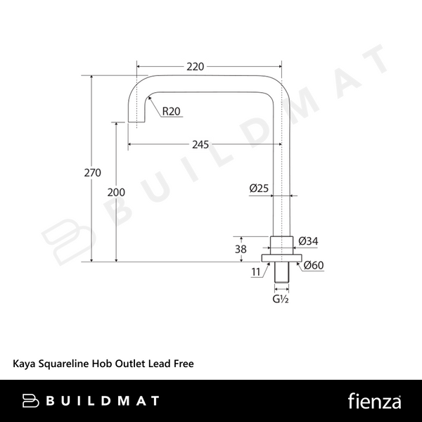 Fienza Kaya Squareline Hob Outlet Chrome Lead Free