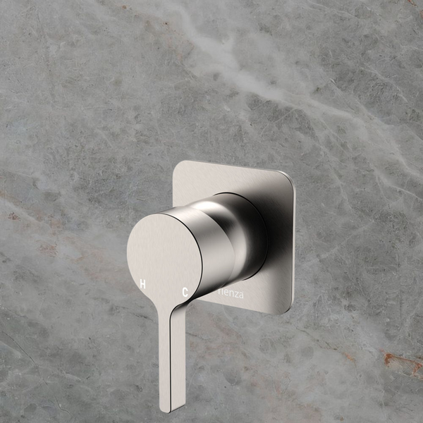 Fienza Sansa Wall Mixer Square Plate Brushed Nickel