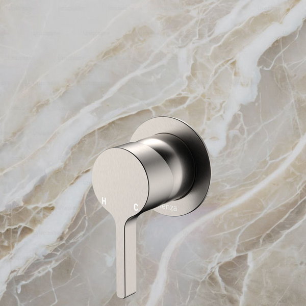 Fienza Sansa Wall Mixer Small Round Plate Brushed Nickel