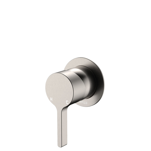 Fienza Sansa Wall Mixer Small Round Plate Brushed Nickel