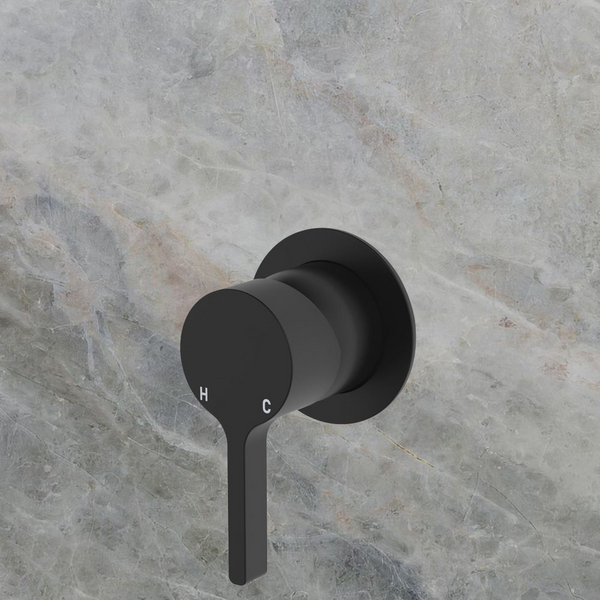 Fienza Sansa Wall Mixer Small Round Plate Matte Black