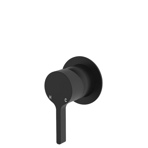Fienza Sansa Wall Mixer Small Round Plate Matte Black