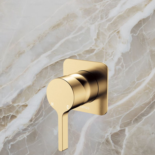 Fienza Sansa Wall Mixer Square Plate Urban Brass