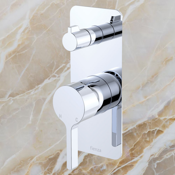 Fienza Sansa Wall Diverter Mixer Rectangular Plate Chrome