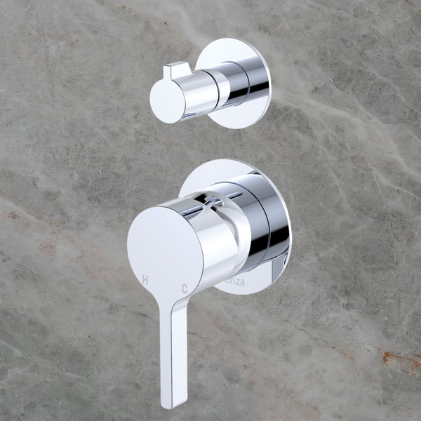 Fienza Sansa Wall Diverter Mixer Small Round Plates Chrome