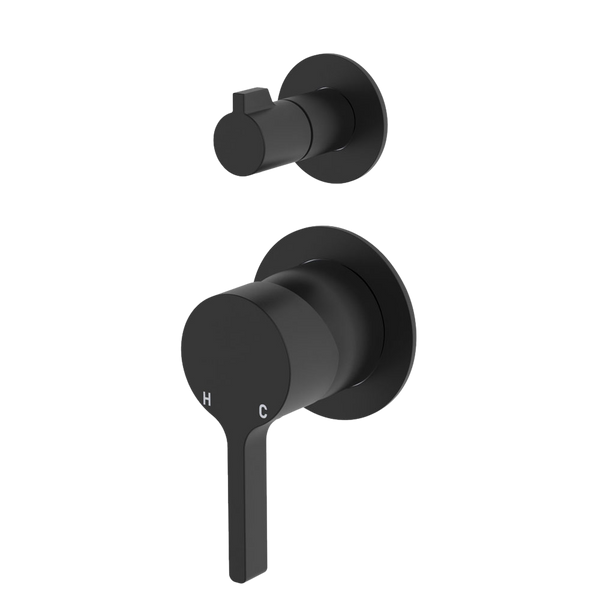 Fienza Sansa Wall Diverter Mixer Small Round Plates Matte Black