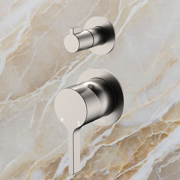 Fienza Sansa Wall Diverter Mixer Small Round Plates Brushed Nickel