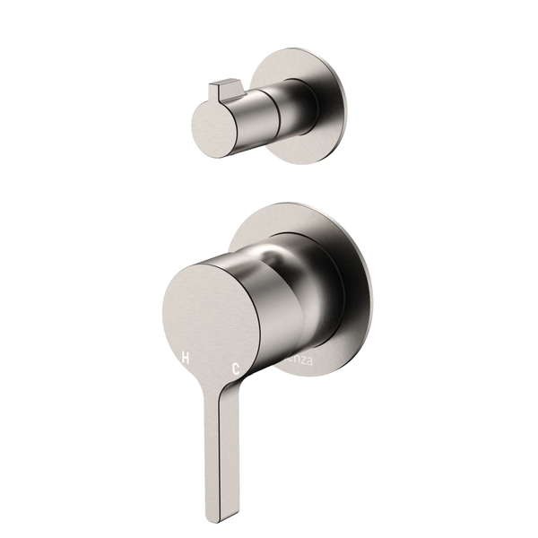 Fienza Sansa Wall Diverter Mixer Small Round Plates Brushed Nickel