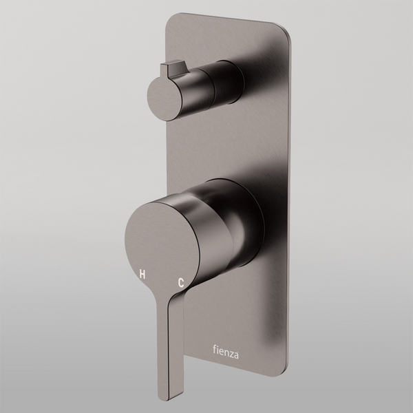 Fienza Sansa Wall Diverter Mixer Rectangular Plate Gunmetal