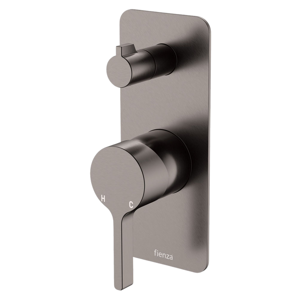 Fienza Sansa Wall Diverter Mixer Rectangular Plate Gunmetal