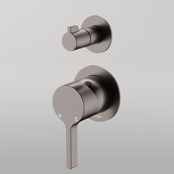 Fienza Sansa Wall Diverter Mixer Small Round Plates Gunmetal