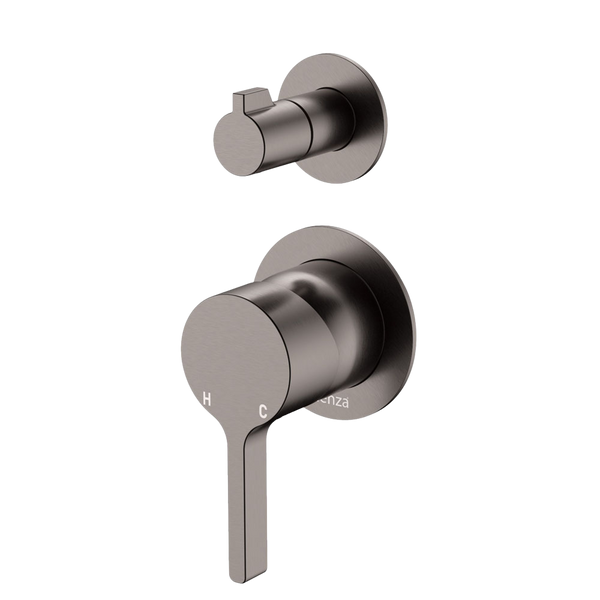 Fienza Sansa Wall Diverter Mixer Small Round Plates Gunmetal