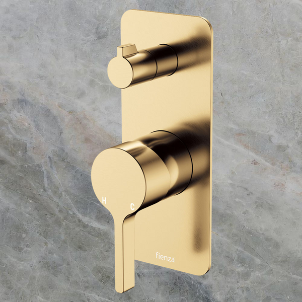 Fienza Sansa Wall Diverter Mixer Rectangular Plate Urban Brass